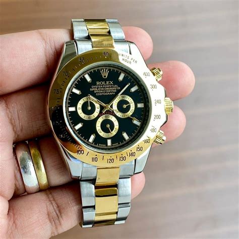 mens gold silver rolex|silver rolex with black head.